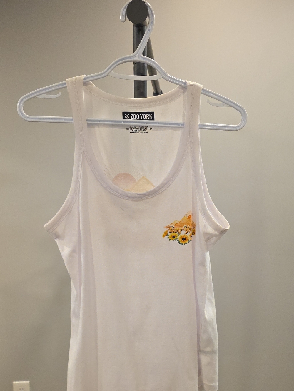 Zoo York White Tank with Yellow Sunflower Chest Print